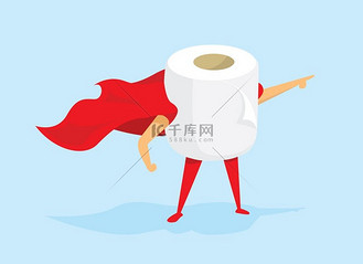 卫生纸超级英雄拯救世界的卡通插图