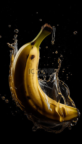香蕉在水中的产品摄影