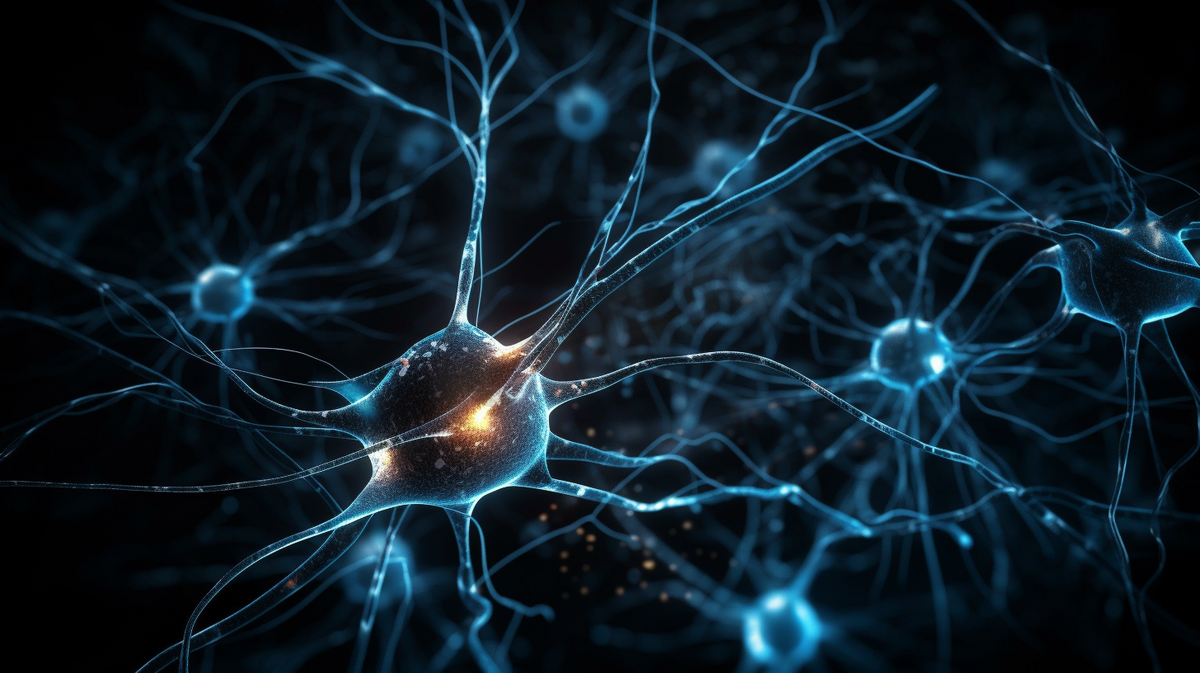3D大脑中的神经元在浅色背景下图片