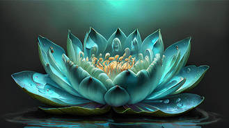 青色唯美莲花花瓣水珠