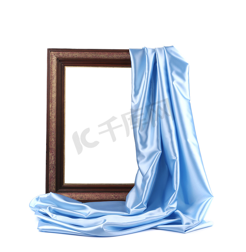 蓝色丝绸木框架图片
