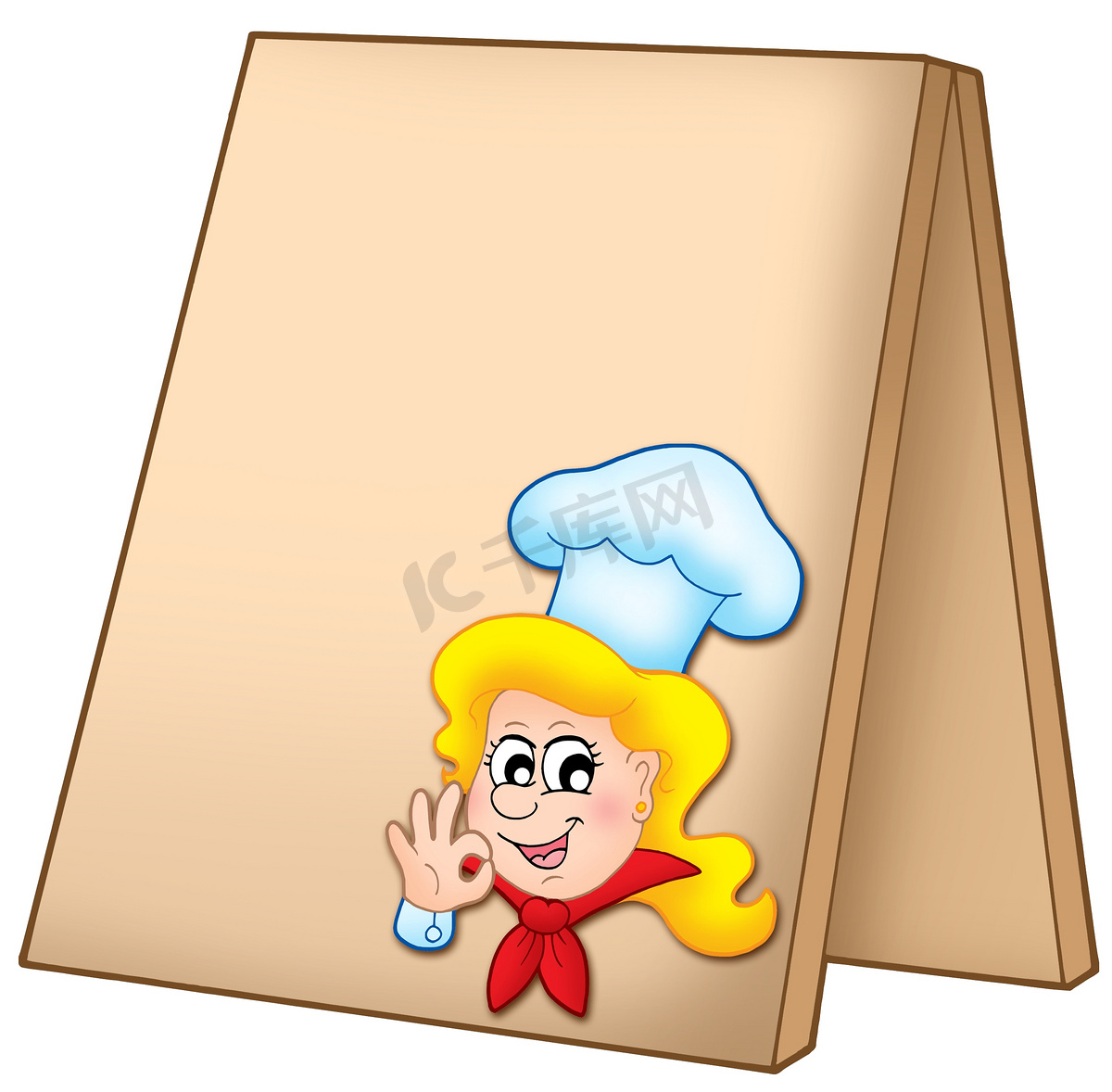 卡通女厨师菜单板图片