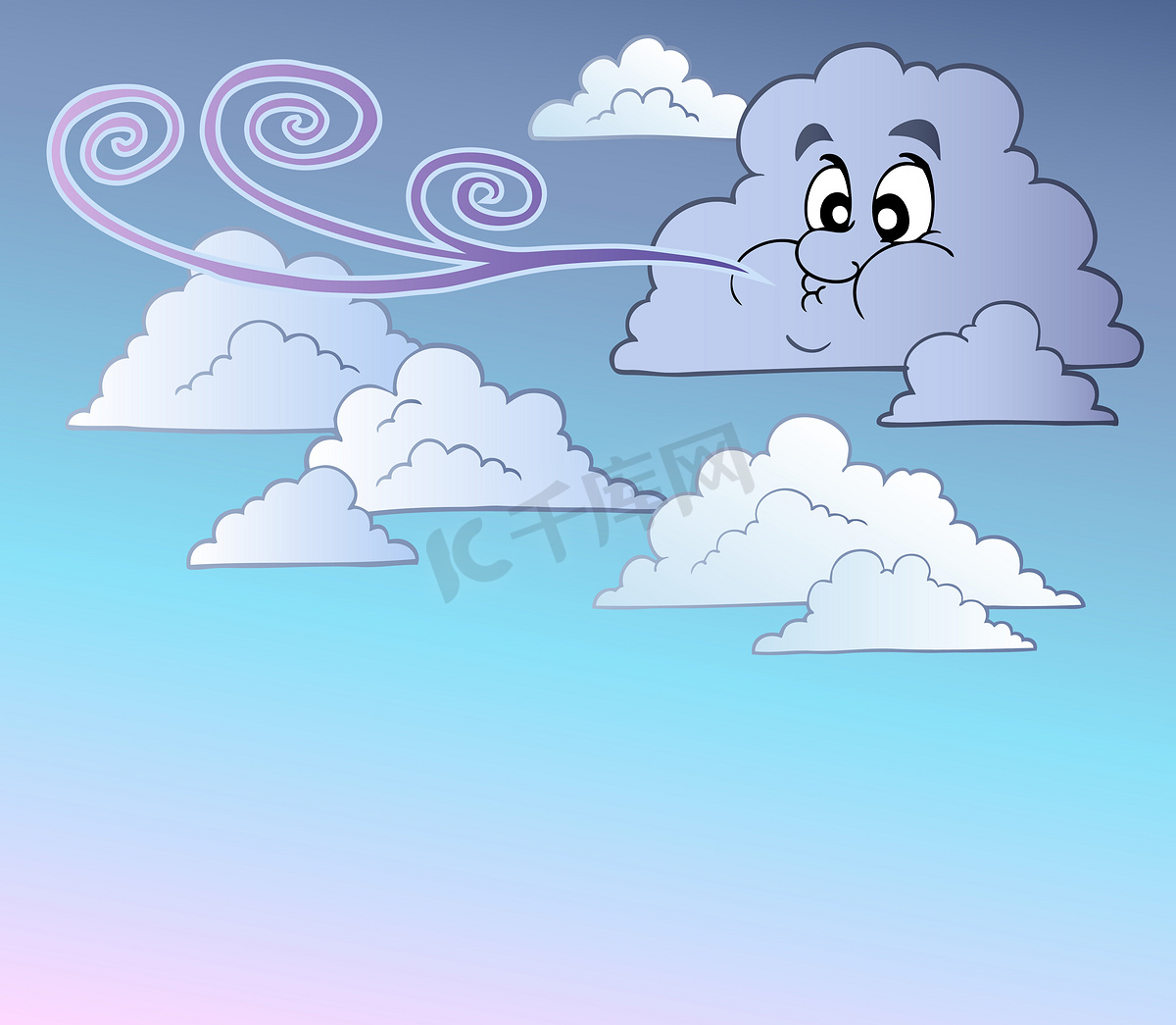 多风的天空与卡通云图片