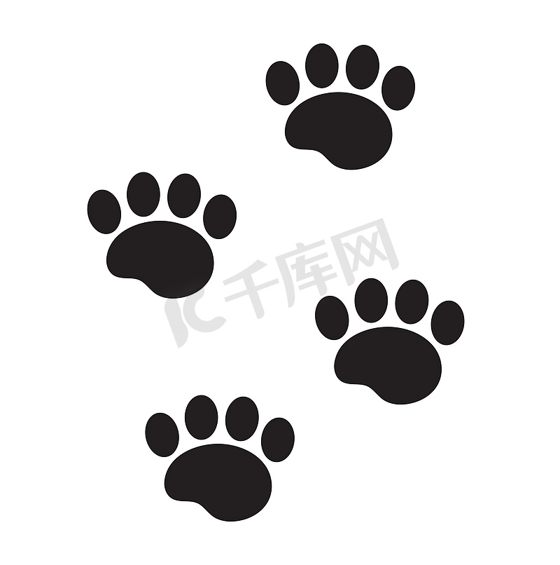 动物图标的脚印，扁平，卡通风格。图片