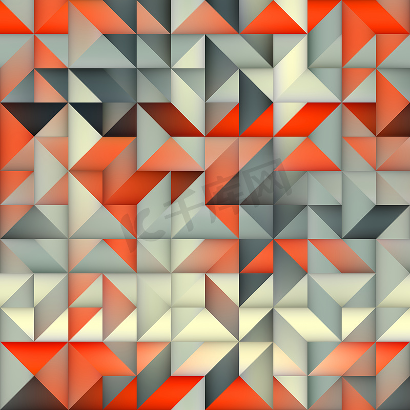 光栅无缝橙灰色渐变三角形不规则网格正方形图案图片