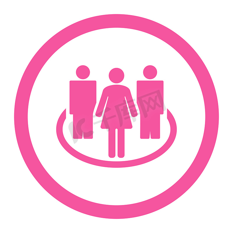 社会扁平粉红色圆形字形图标图片