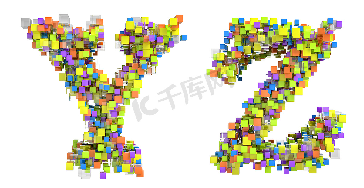 抽象立方体字体 Y 和 Z 字母图片