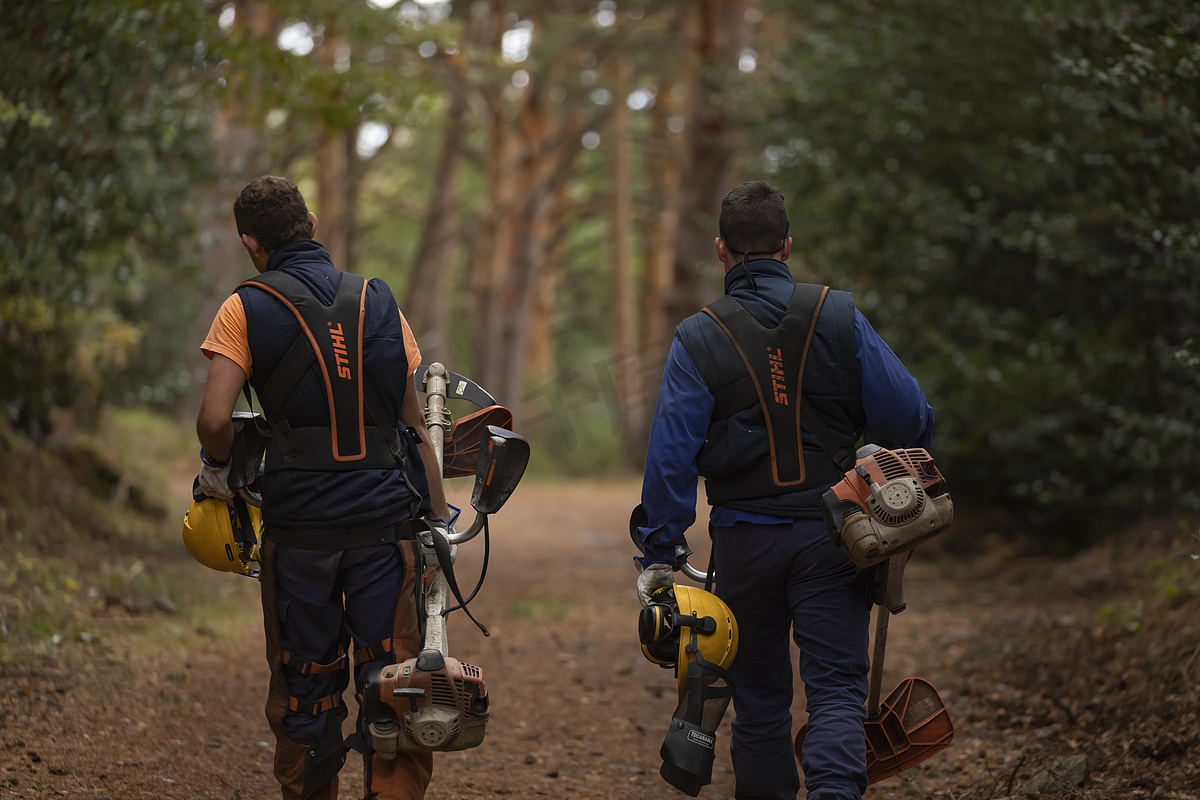 森林防火服务的工作者，阿拉贡，西班牙图片