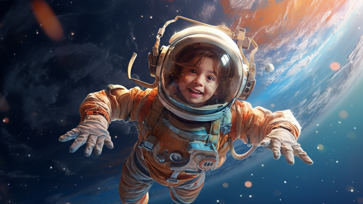 卡通宇航员星球太空数字艺术图片
