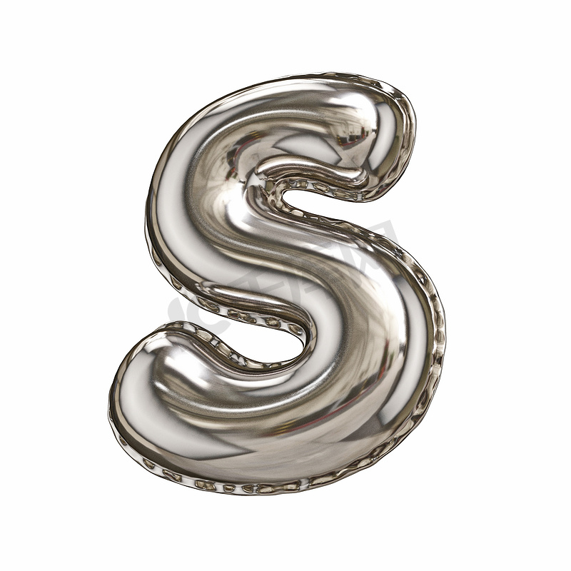 银箔气球字体字母 S 3D图片