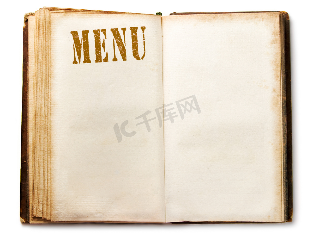 空白的老式菜单书旧书图片