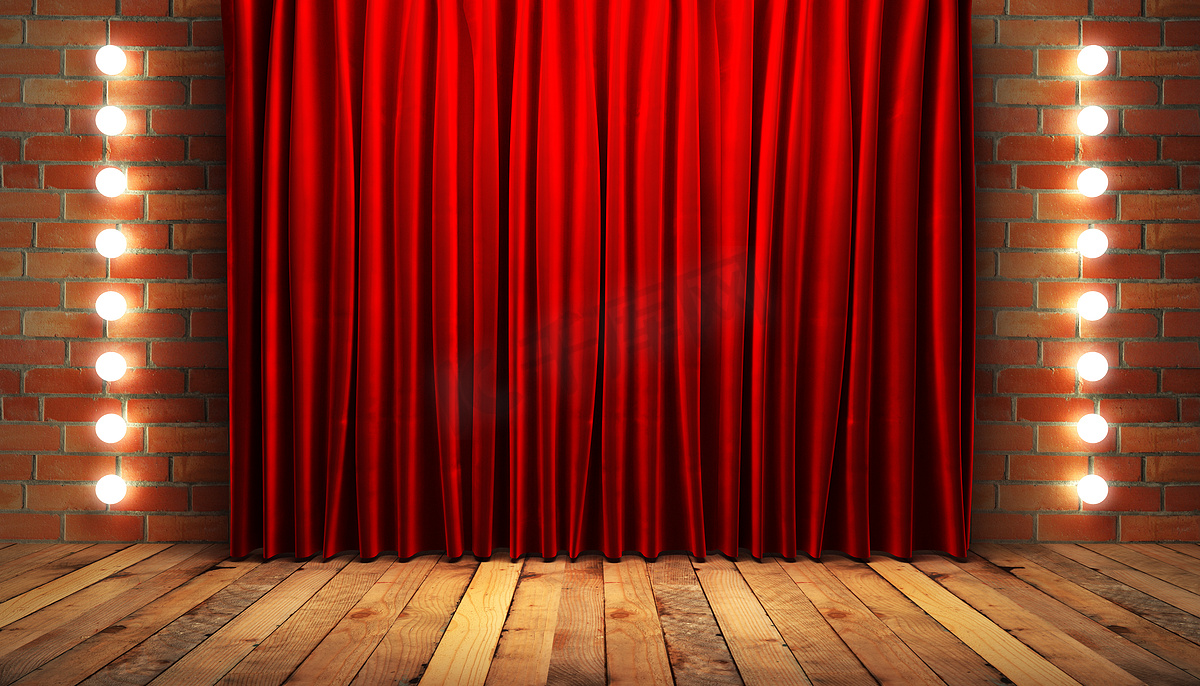 舞台上的红色布幕图片