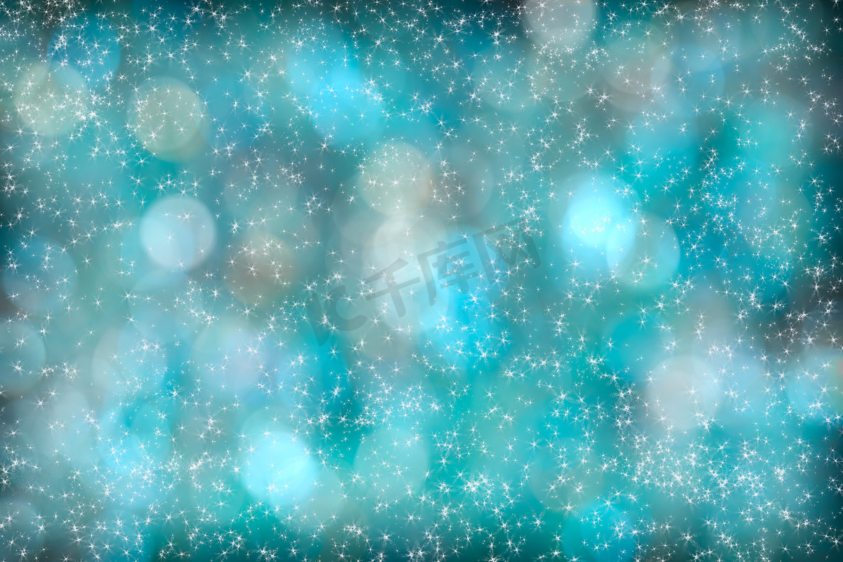 绿松石 Aqua 抽象星光散景背景图片