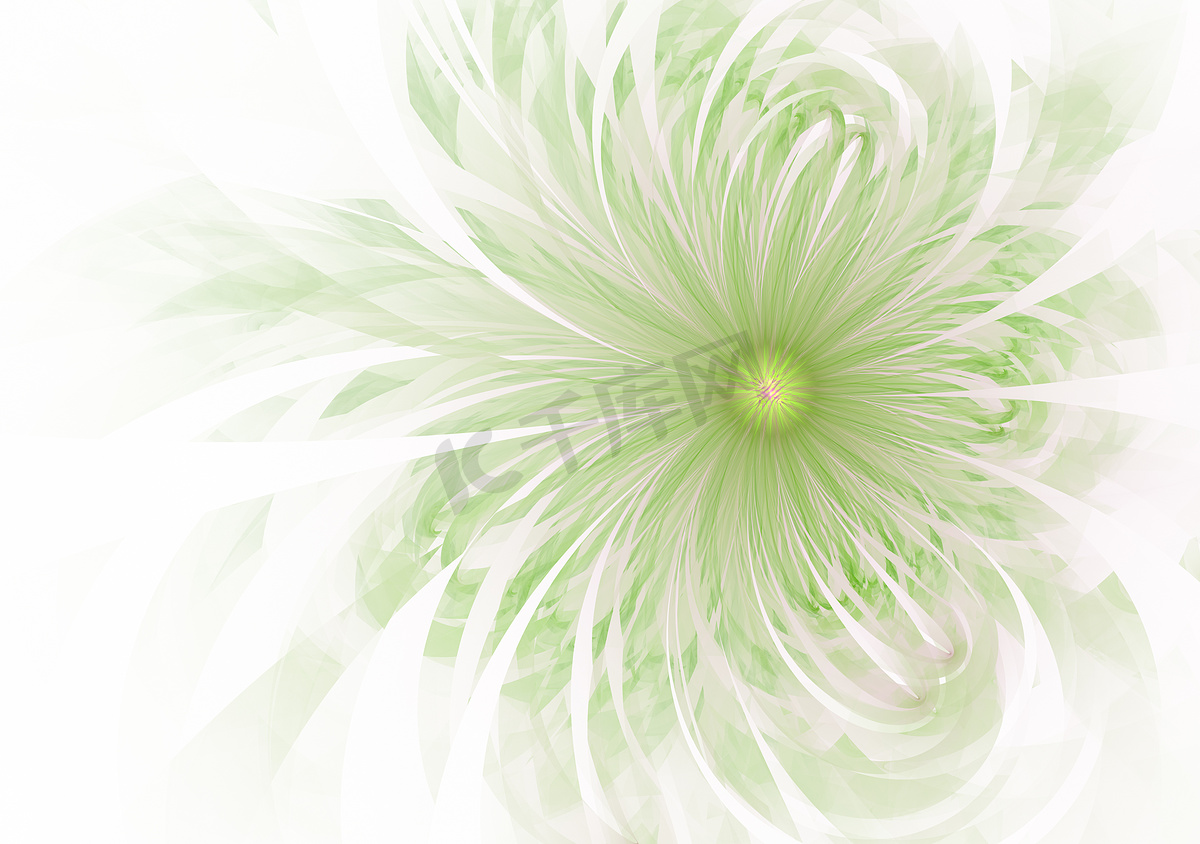 柔和柔和的分形绿色花朵计算机生成的图像，用于徽标、设计概念、网页、印刷品、海报。图片