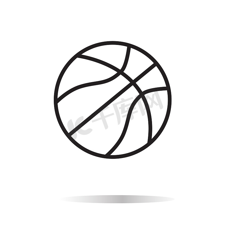 白色背景上的篮球图标。图片