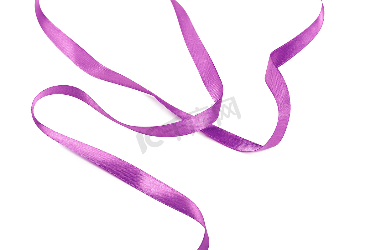 孤立在白色背景上的淡紫色丝带蝴蝶结图片