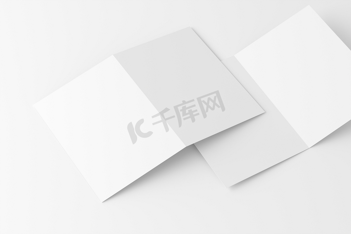 A4 A5 折叠邀请卡带信封 3D 渲染白色空白样机图片