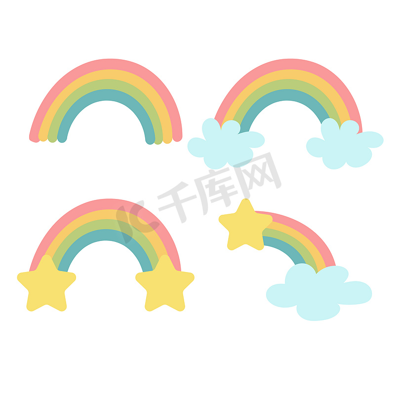 矢量婴儿彩虹插画。图片