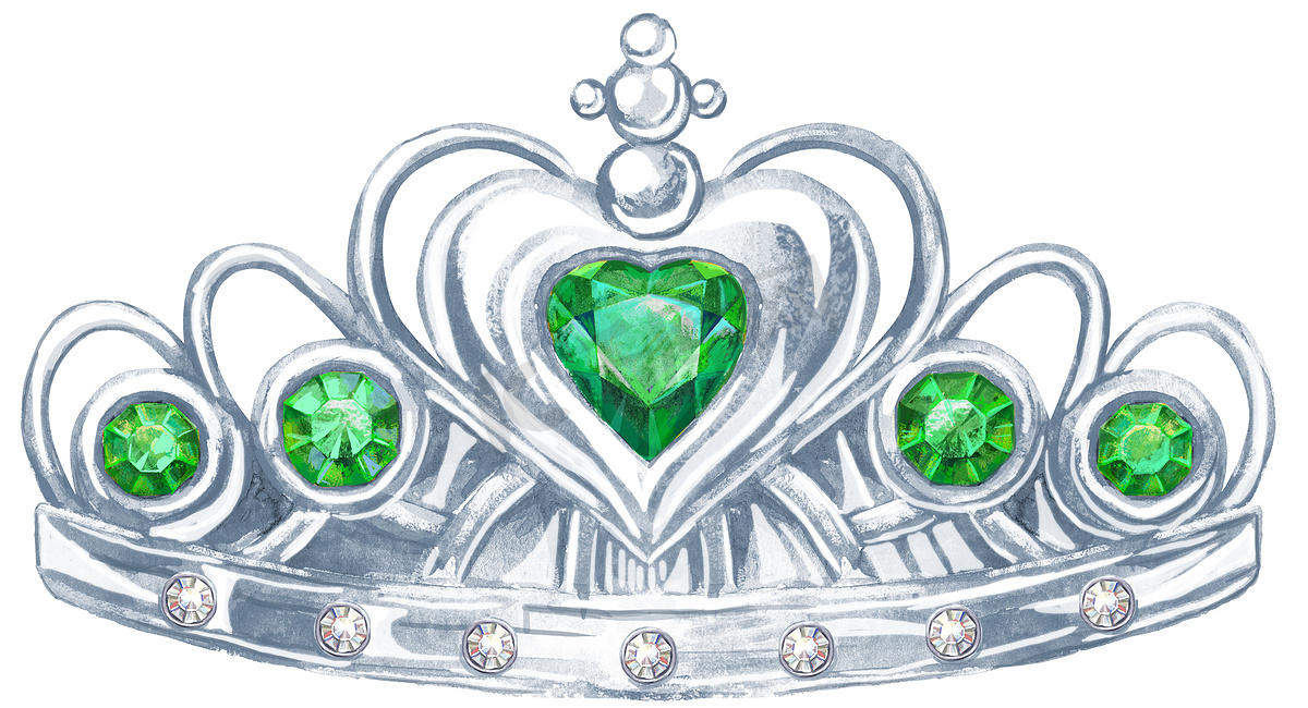 有宝石翡翠和 fianit 的水彩银皇冠公主图片