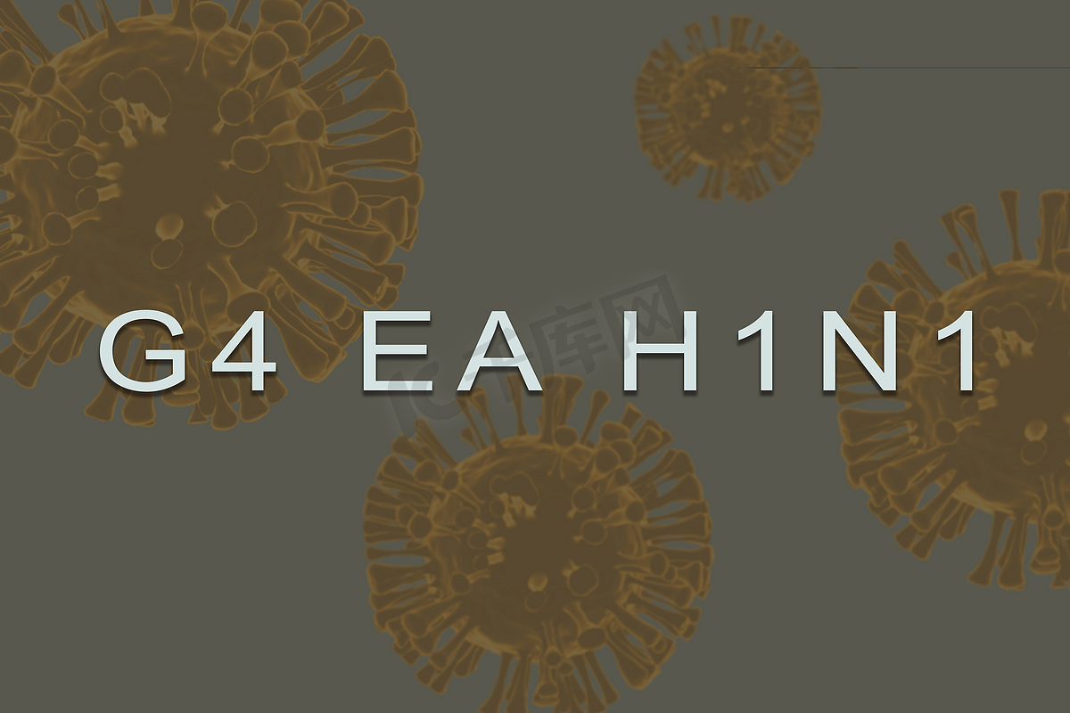 以 3d 渲染病毒为背景的名为 G4 EA H1N1 的新病毒的铭文图片