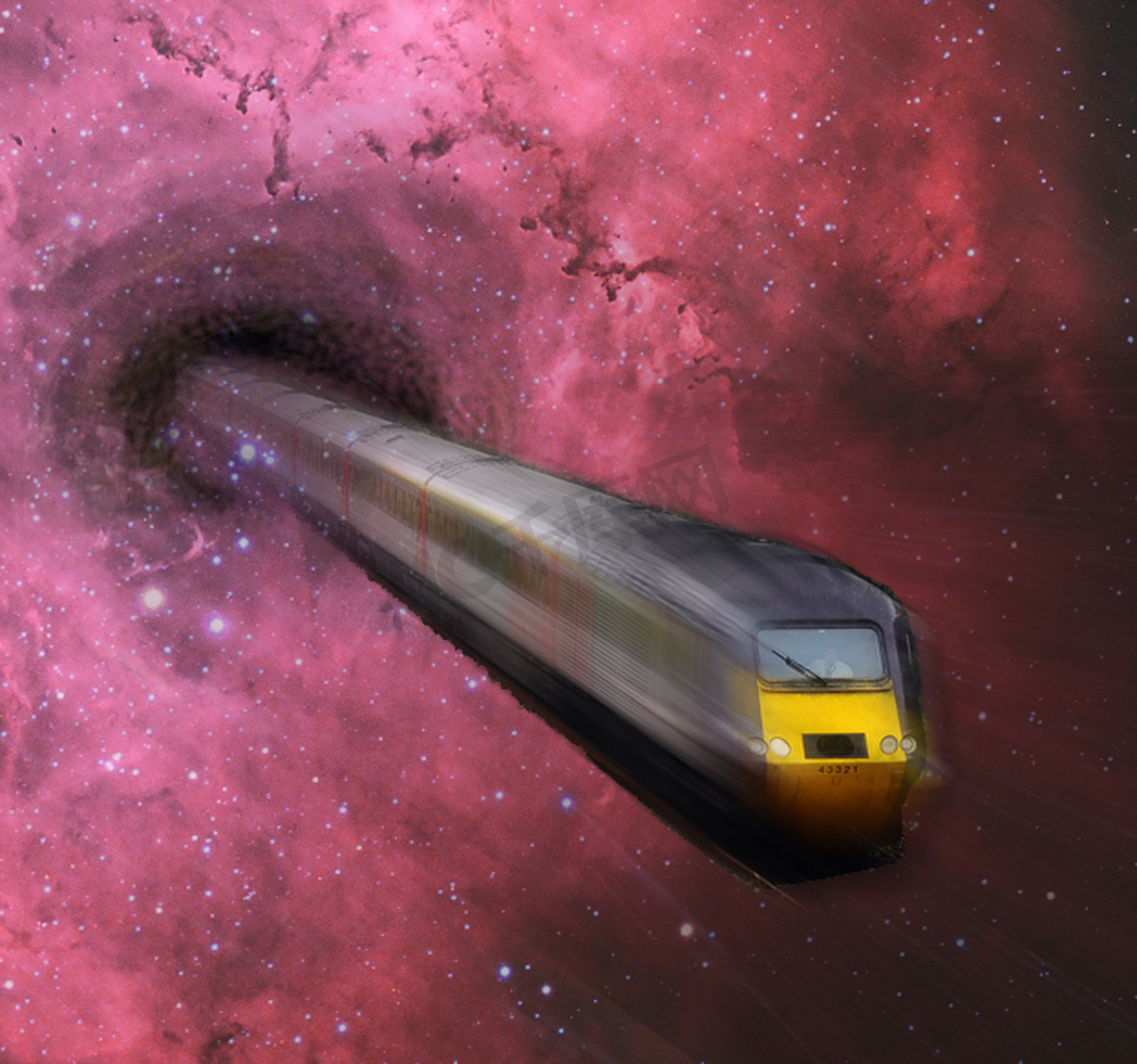 火车和太空中的黑洞抽象背景壁纸图片