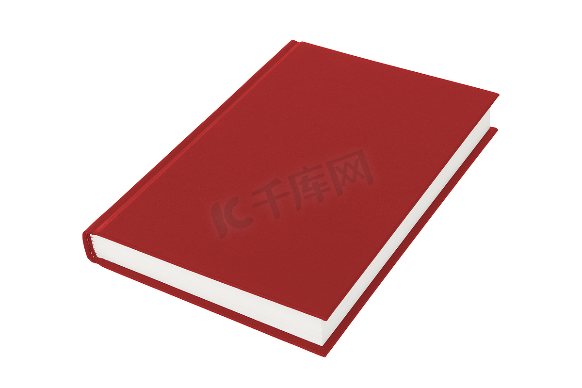 白色背景的红色精装书与剪切路径图片