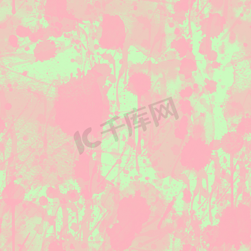 背景上有单色粉红色油漆飞溅的无缝图案。图片