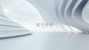 抽象白色建筑背景3D渲染现代几何壁纸未来主义科技设计
