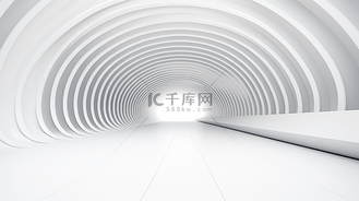 抽象白色建筑背景。3D 渲染。现代几何壁纸。未来主义科技设计。