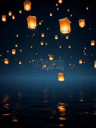 孔明灯升空图片素材_升空的祈福孔明灯背景12
