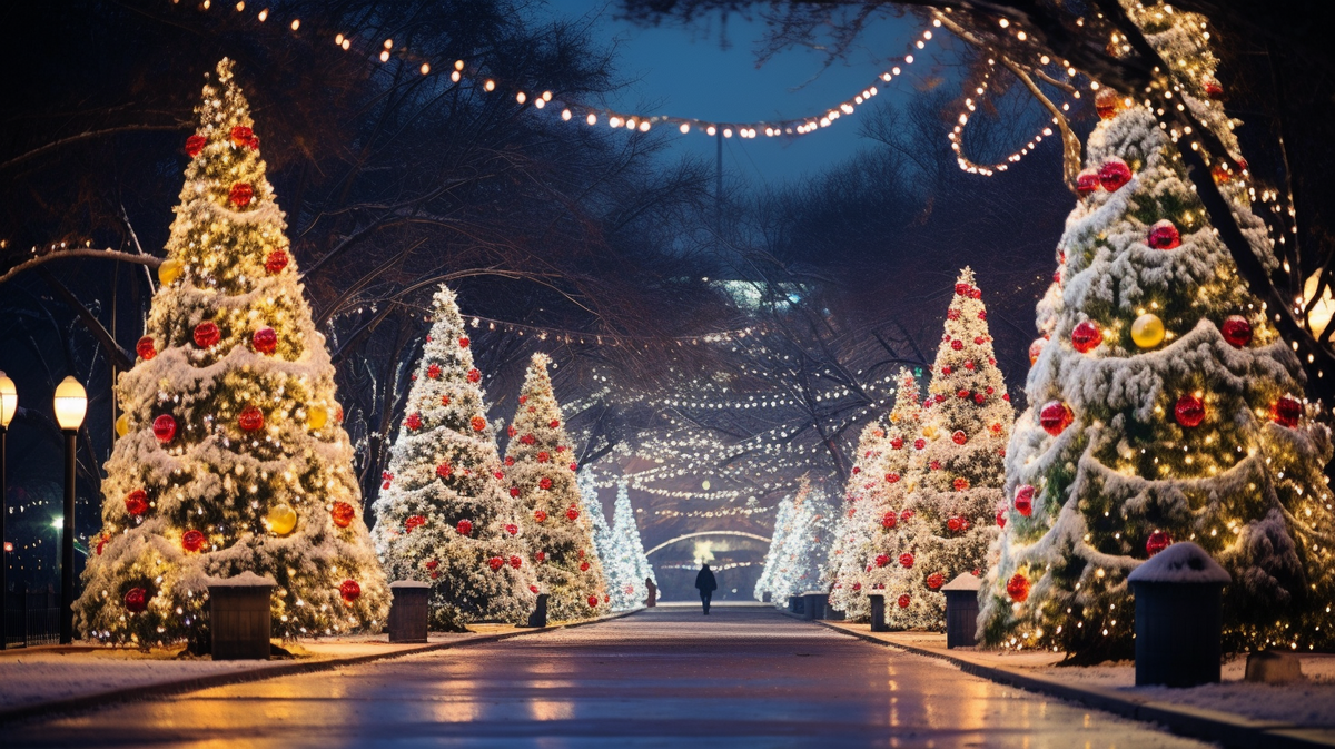 发光的圣诞树圣诞节背景图片