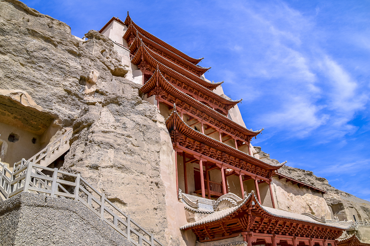 中国敦煌莫高窟世界文化遗产九层楼图片