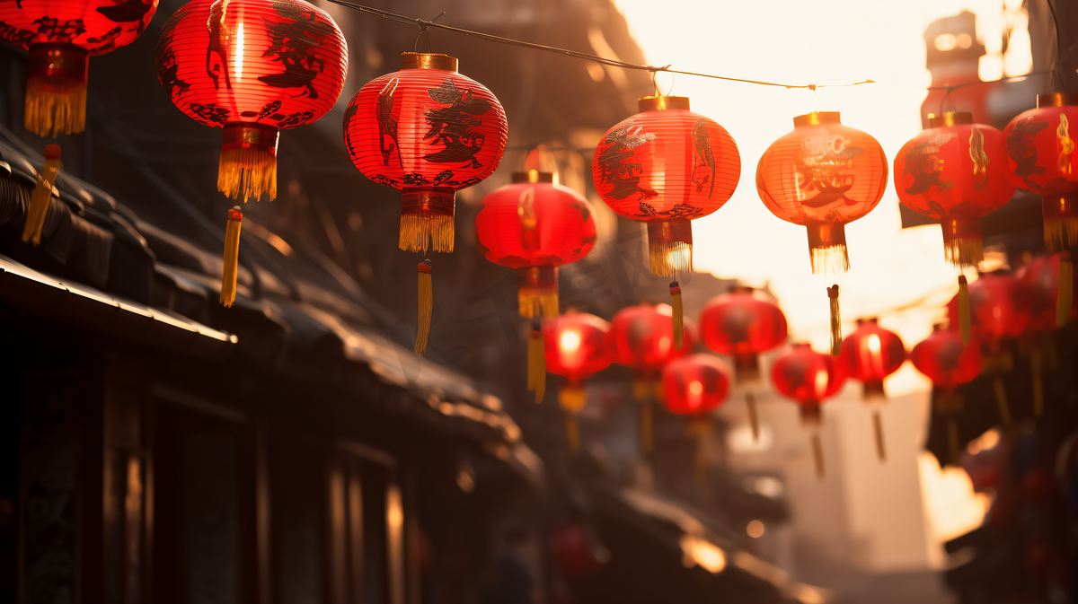 中国春节除夕红灯笼图片