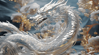 3d立体镀铬银色的龙图片22