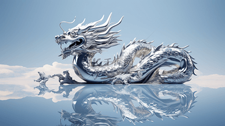 3d立体镀铬银色的龙图片17