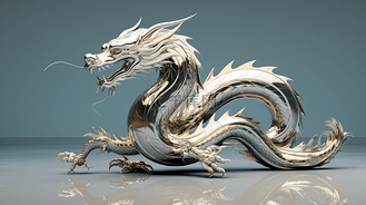 3d立体镀铬银色的龙图片20