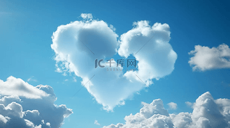 蓝天里情人节浪漫白云爱心背景图片