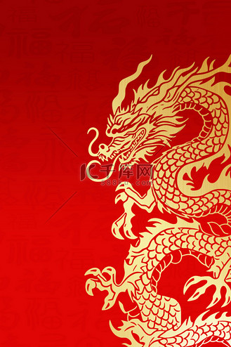 龙年新春红色喜庆金龙背景16