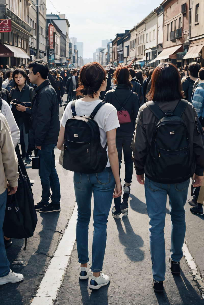 街上拥挤的人群摄影配图0图片