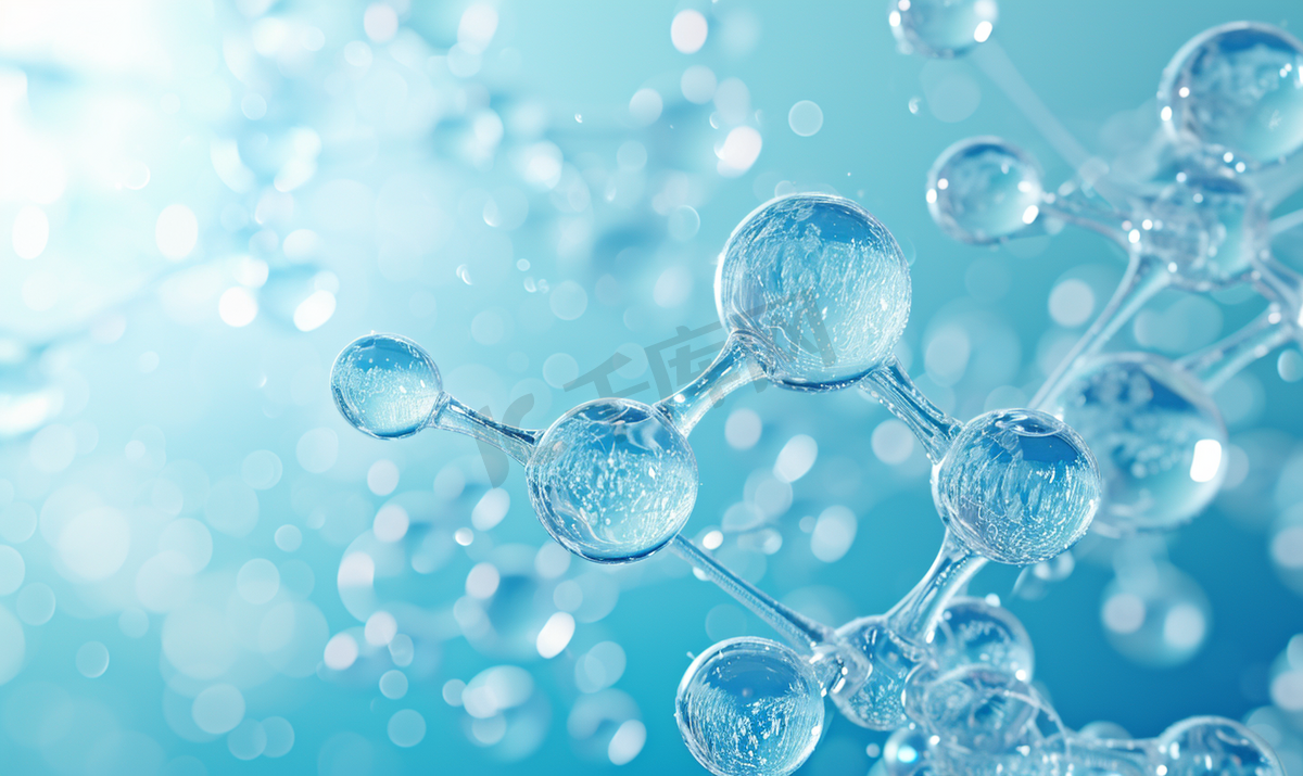 抽象分子设计清澈的蓝色水原子图片