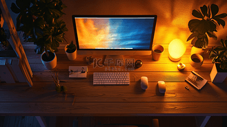 简约舒适俯视的办公室办工桌场景的背景5