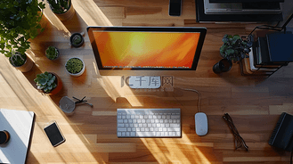 简约舒适俯视的办公室办工桌场景的背景22