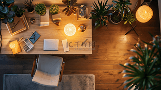 简约舒适俯视的办公室办工桌场景的背景20