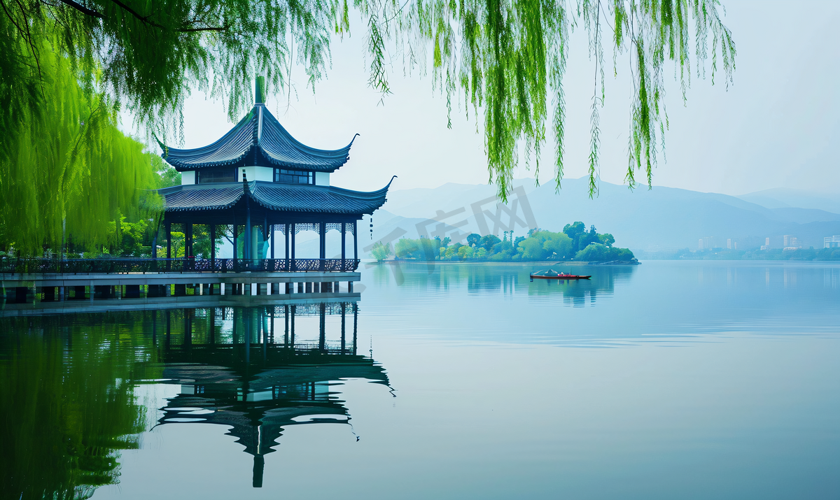 中国的西湖风景图片