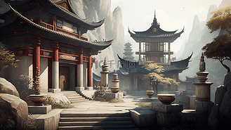 个人vip和企业vip免费下载免抠背景亭台楼阁复古游戏场景个人vip和企