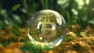 不稳定的加密货币泡沫描绘经济波动的 3D 插图渲染
