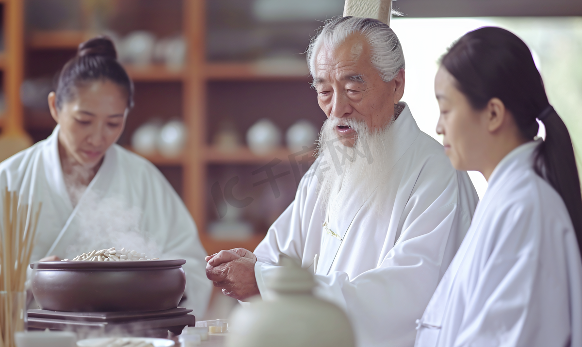 老中医给年轻医生讲解中药成分图片