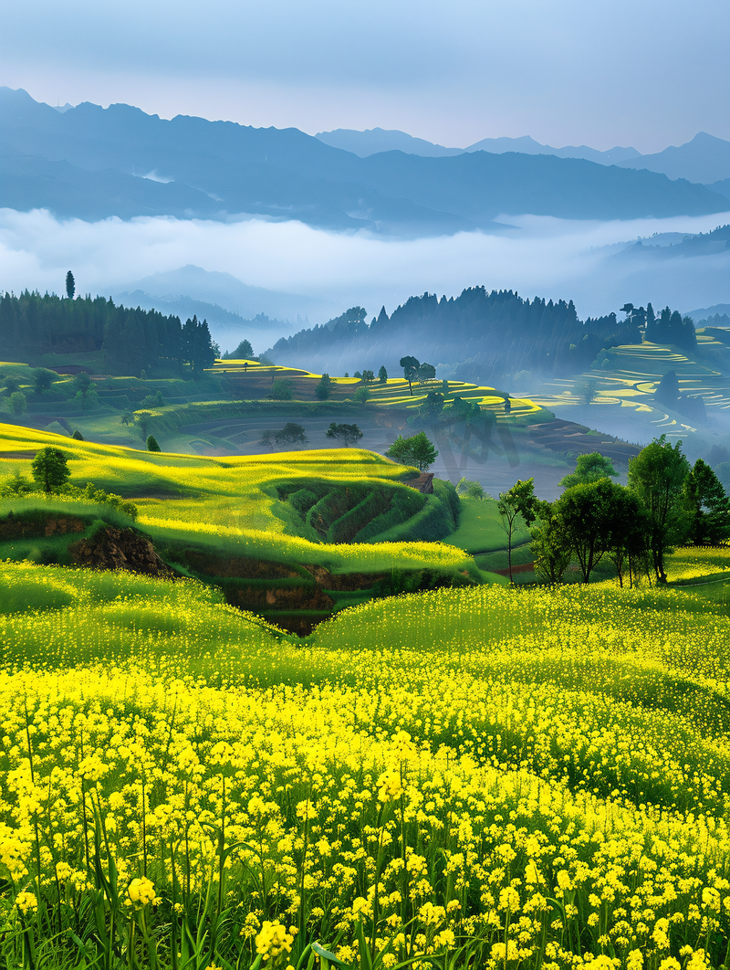 云南罗平油菜花田图片