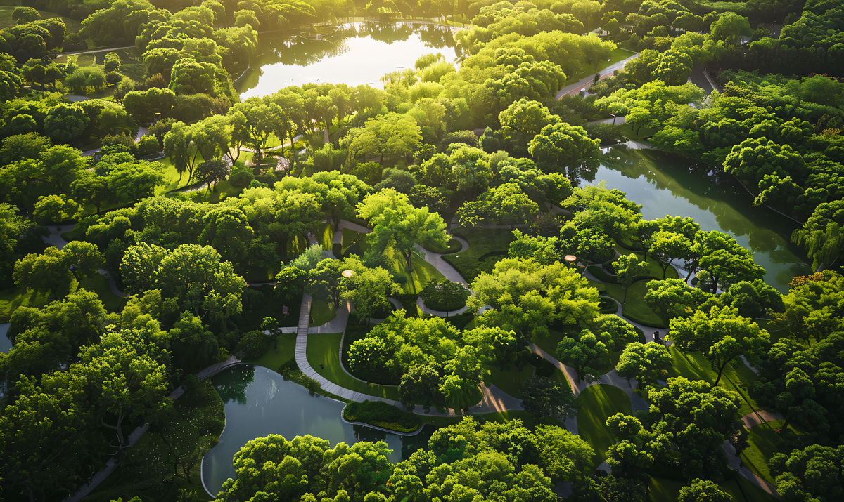 俯瞰城市森林公园绿化图片