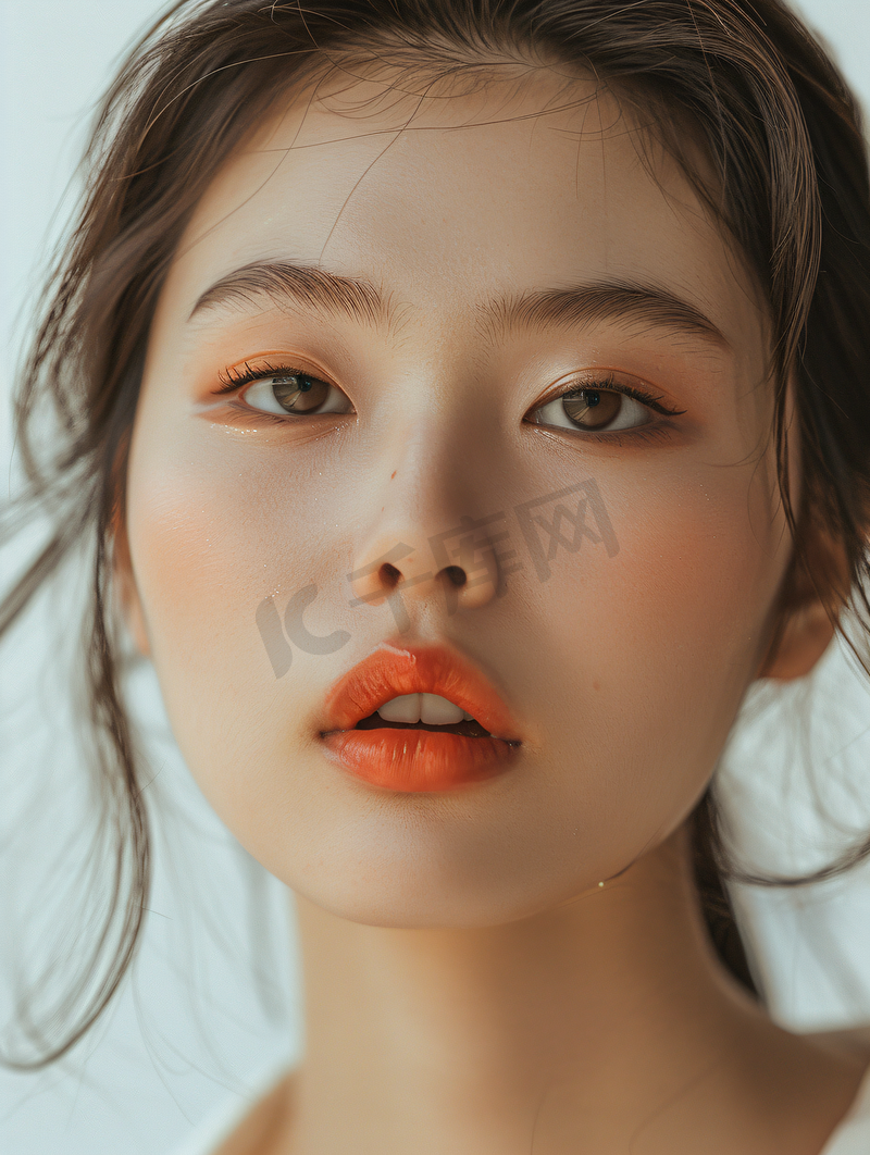 亚洲人年轻美女妆面美容肖像图片